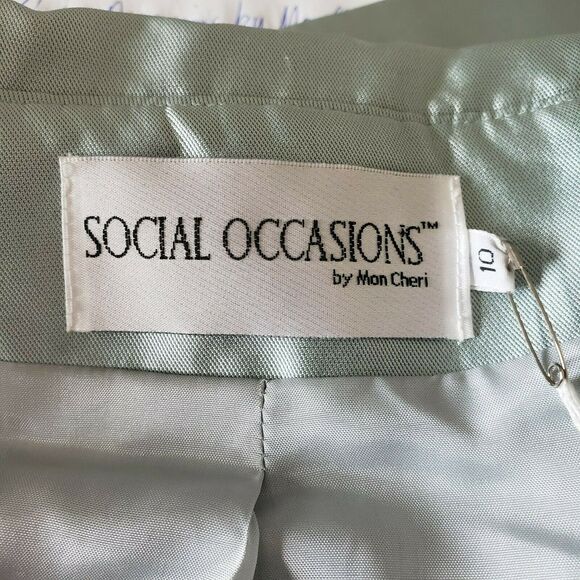 Social Occasions by Mon Cheri Two-Piece Aqua Dress & Jacket Size 10 - Picture 7 of 14